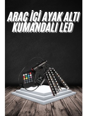 Marsilyan Rgb Işıklı Araç Içi Aydınlatma Kumandalı 12'li LED Işık Renk Değiştirebilen