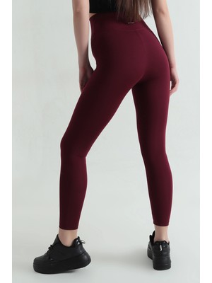 Triya Wear Studio Kadın Bordo Tayt – Içi Şardonlu, Yüksek Bel, Kışlık ve Sıcak Tutucu Spor Tayt