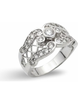 Oya Silver Ruby Zirkon Taşlı Tasarım Kadın Gümüş Yüzük [OYSY132]