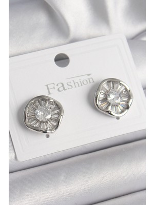 Ayder Timya Pirinç Gümüş Renk Zirkon Taşlı Yonca Model Kadın Küpe - TJ-BKP9851 TG/Tmya1395 218828