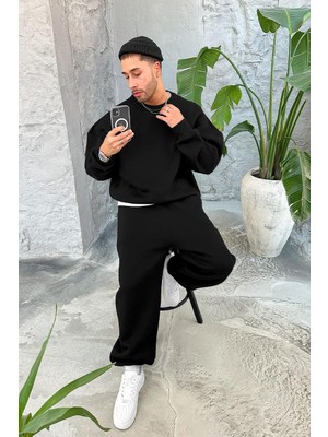 Siyah Cozy Basic Oversize Sweat