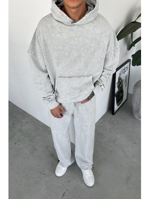 Gri Basic Yıkamalı Oversize Sweatshirt
