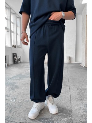 Lacivert Cozy Premium Çımalı Paça Lastik Eşofman