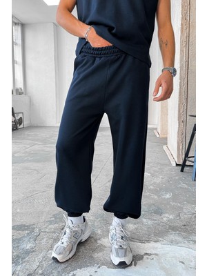 Lacivert Cozy Premium Basic Paça Lastik Eşofman