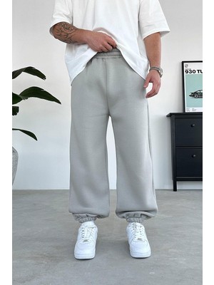 Gri Cozy Basic Paça Lastik Oversize Eşofman