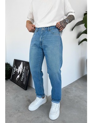 Soft Mavi Dokulu Basic Regular Pantolon