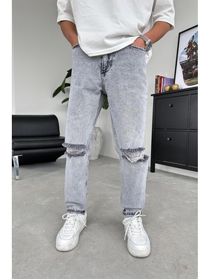 Kar Yıkama Dokulu  Dizi Yırtık R1 dl Regular Pantolon