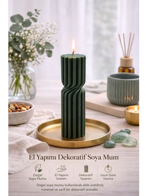 Flow Home Dekoratif Lüks Soya Mum,el Yapımı Doğal Mum,uzun Yanma Süreli Modern Ev Hediyesi,ev Süsü Yeşil 340G
