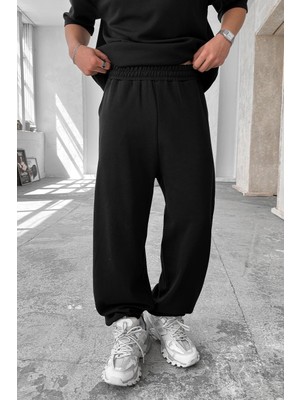 Siyah Cozy Premium Basic Paça Lastik Eşofman