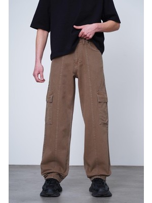 Kahverengi Tasarım Kargo Cepli 01A Dl Baggy Pantolon