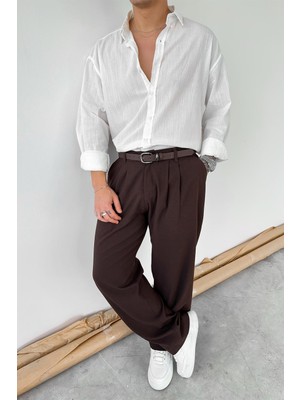 Beyaz Oversize Fresh Keten Gömlek