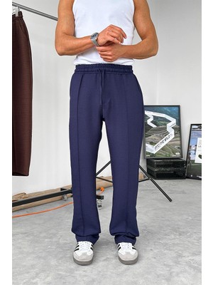 Lacivert Beli Ipli Çımalı Relaxed Pantolon