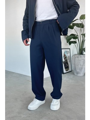 Lacivert Premium Relaxed Fit Kumaş Pantolon