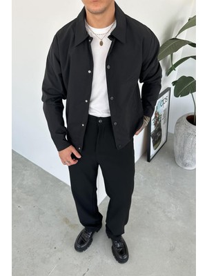 Siyah Basic Çıt Çıt Düğmeli Relaxed Ceket