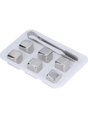 Starseven 6'lı Çelik Metal Kaplama Viski Taşı Soğutma Buz Küpü