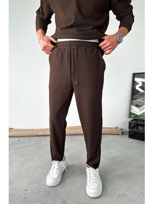 Kahverengi Fitilli Jogger Pantolon