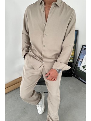 Taş Tensel Kumaş Basic Relaxed Gömlek