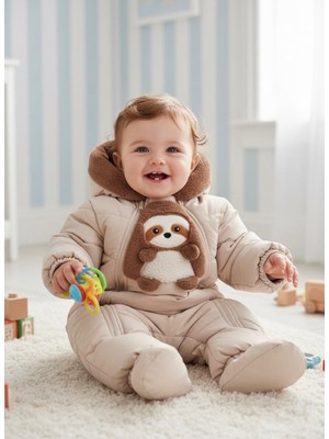 Butik Erkek Bebek Kapüşon Detaylı Iç Kışmı Polarlı Kozmonot - Astronot Tulum Çıkarılabilir Patik