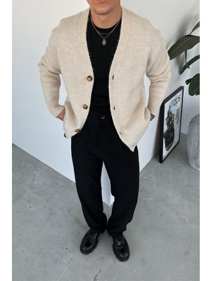 Krem Basic Soft Relaxed Hırka