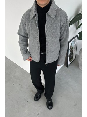 Gri Premium Kaşe Kumaş Relaxed Ceket