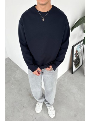 Lacivert Premium Basic Uzun Kollu Relaxed Tişört