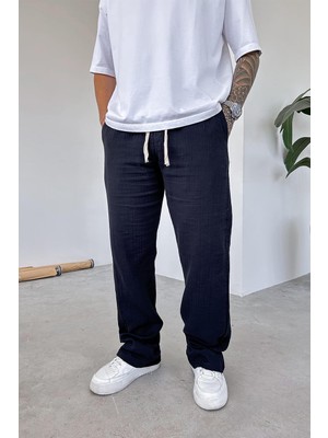 Siyah Müslin Kumaş Premium Baggy Pantolon