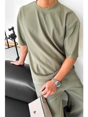 Haki Fitilli Oversize Tişört