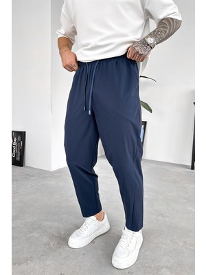 Lacivert Patch Detay Paraşüt Boyfriend Pantolon