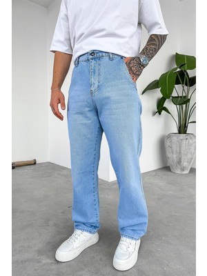 Açık Mavi Yan Cepli Basic Baggy Pantolon
