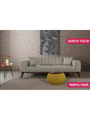 Felar Yataklı Kanepe Keten Açık Yeşil Kazayağı