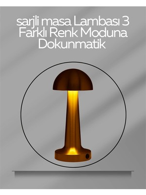 Marsilyan USB Şarjlı Dokunmatik LED Masa Lambası – 3 Renk Modu & Dimmer