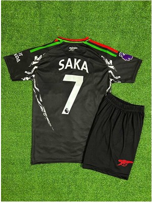 Alaturka Mix Arsenal 2024/25 Yeni Sezon Bukayo Saka Deplasman Çocuk Forması 2'li Set (Black)