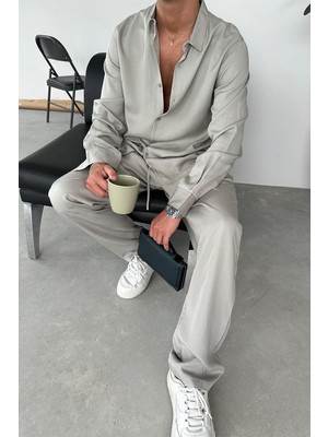 Soft Yeşil Tensel Kumaş Basic Relaxed Gömlek