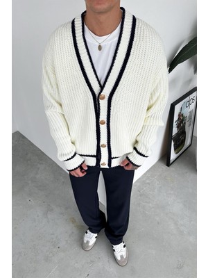 Ekru Premium Tasarım Relaxed Örme Hırka