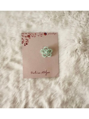 Parla'nın Atölyesi 0-3 Yaş Az Saçlı ve Saçsız Bebek Tokası Yeşil Çiçek