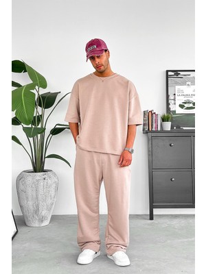 Bej 350GSM Outplenty Premium Basic Oversize Tişört