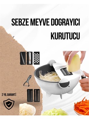 Starseven Döner Mekanizmalı Rende Bıçaklı Sebze Dilimleyici Seti