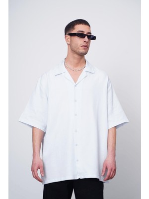 Açık Mavi Antik kabartma Detay Ch Oversize Gömlek