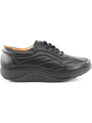 Castle Black 42751 Hakiki Deri Ortopedik Siyah Kadın Günlük Anne Ayakkabısı