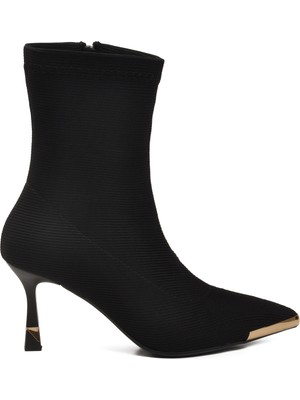 Ventes Siyah Örme Kadın Topuklu Bot