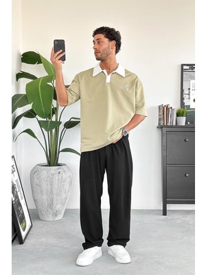 Su Yeşili Rose polo Yaka Outplenty Premium Oversize Tişört