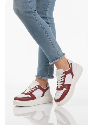 Aspor Beyaz Bordo Bağcıklı Unisex Sneaker