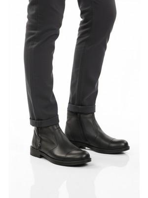 Aspor Siyah Hakiki Deri Kürklü Erkek Bot