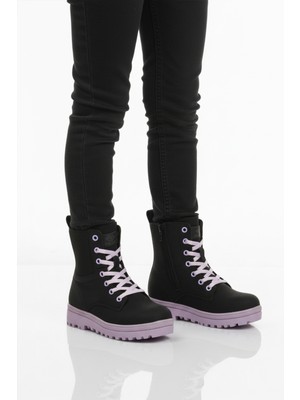 Aspor Siyah Lila Içi Polarlı Kız Çocuk Bot