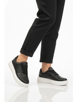 Aspor Siyah Beyaz Bağcıklı Unisex Sneaker
