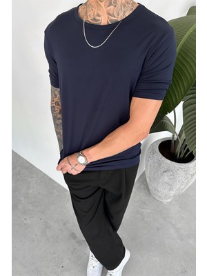 Lacivert Basic Premium Relaxed Tişört