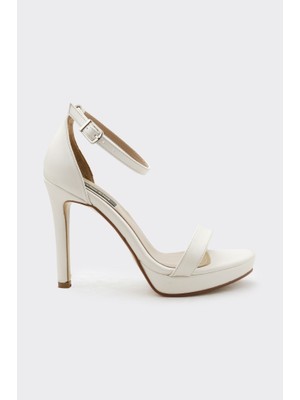 Derinet Bilekten Tek Bantlı Platformlu Kadın Topuklu Ayakkabı