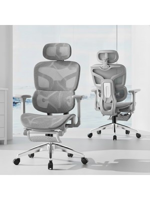 ErgoMekan X200 Pro Fileli Ofis ve Çalışma Sandalyesi Ayak Uzatmalı Gri