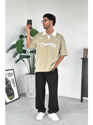 Su Yeşili Coreev Polo Yaka Outplenty Premium Oversize Tişört