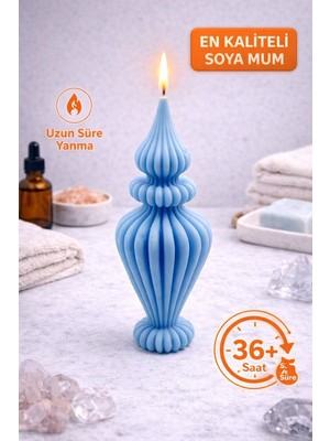 Flow Home Dekoratif Lüks Soya Mum,el Yapımı Doğal Mum,uzun Yanma Süreli Modern Ev Hediyesi,ev Süsü Mavi 210 G